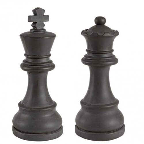 KING AND QUEEN fekete üvegszál dísztárgy 2db