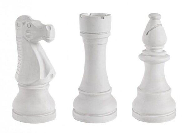 CHESS fehér üvegszál dísztárgy 3db