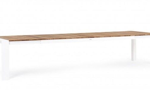 CAMERON II fehér teakfa bővíthető kerti étkezőasztal 253-384 cm