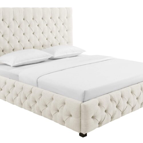 PARIS CHESTERFIELD bézs lenvászon ágy 180x200cm