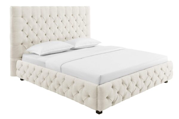 PARIS CHESTERFIELD bézs lenvászon ágy 180x200cm