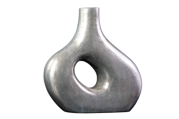 RING sötétszürke fém váza 30cm