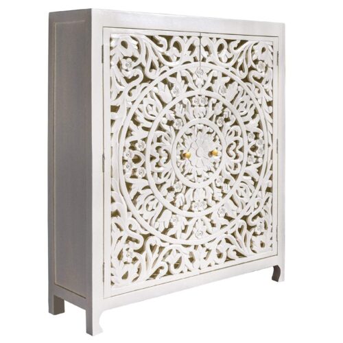 MARRAKECH fehér mangófa tálalószekrény 140cm