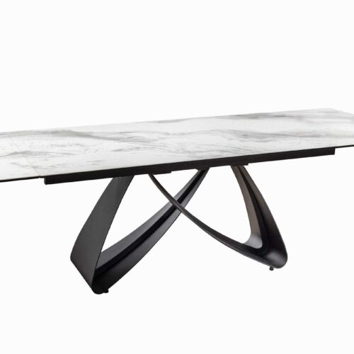 INFINITY fehér edzett üveg étkezőasztal 180-220-260cm