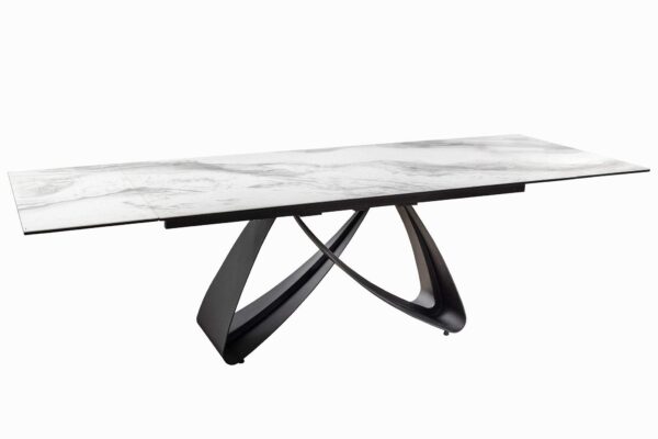 INFINITY fehér edzett üveg étkezőasztal 180-220-260cm