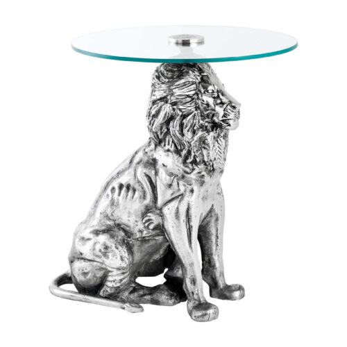 WILDLIFE OROSZLÁN ezüst lerakóasztal 60cm