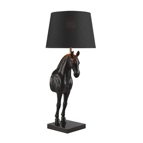HORSE fekete-arany asztali lámpa szobor
