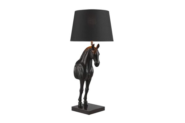 HORSE fekete-arany asztali lámpa szobor