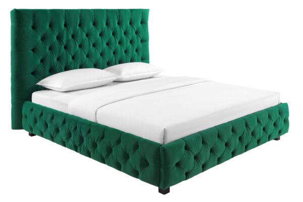 PARIS CHESTERFIELD sötétzöld bársony ágy 180x200cm