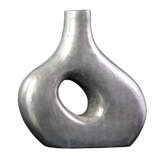 RING sötétszürke fém váza 40cm