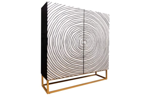 ZEN CIRCLE fekete-fehér mangófa tálalószekrény 120cm