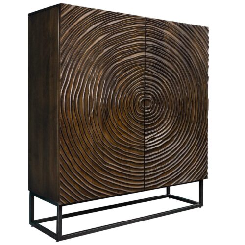 ZEN CIRCLE fekete-barna mangófa tálalószekrény 120cm