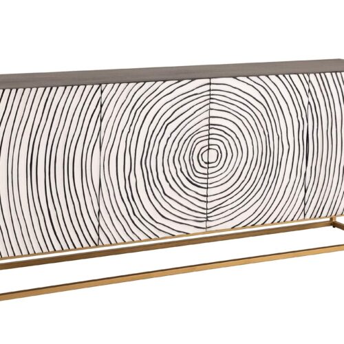 ZEN CIRCLE fekete-fehér mangófa komód 180cm