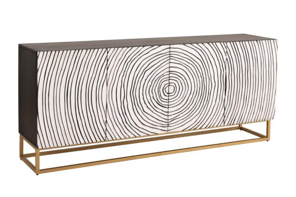 ZEN CIRCLE fekete-fehér mangófa komód 180cm