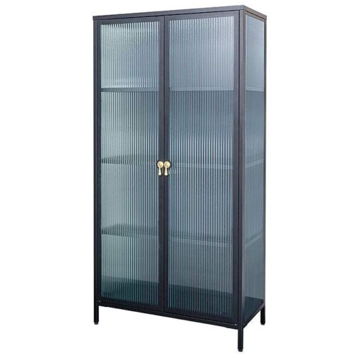 AMSTERDAM fekete üveg vitrin 160cm