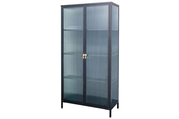 AMSTERDAM fekete üveg vitrin 160cm