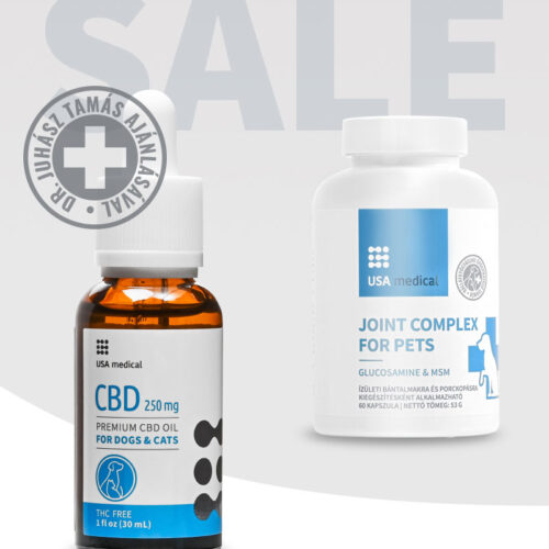 CBD Olaj kutyáknak és macskáknak 250 mg + Porc és ízületi támogató kutyáknak