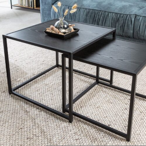 SLIM LINE 2 részes fekete fa dohányzóasztal 50cm