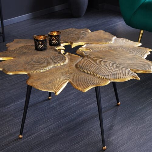 GINKGO LEAFS arany alumínium dohányzóasztal 95cm