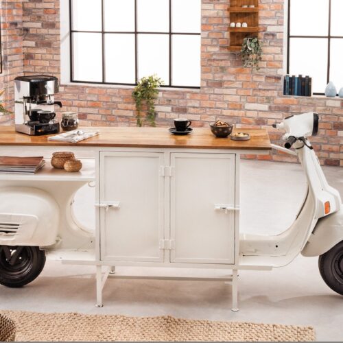 SCOOTER barna-fehér mangófa bárszekrény 250cm
