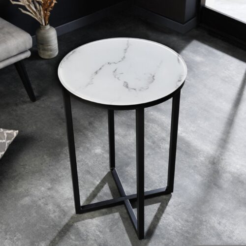 ELEGANCE fehér üveg dohányzóasztal 40cm