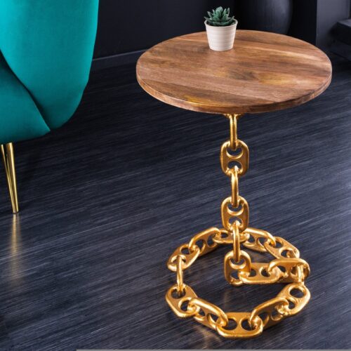 CHAIN arany mangófa asztallap 55cm