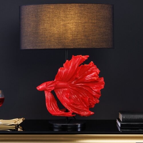 CROWNTAIL fekete-vörös márvány asztali lámpa 65cm