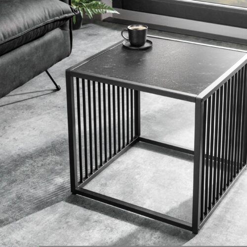 ARCHITECTURE fekete márvány mintázatú dohányzóasztal 40cm