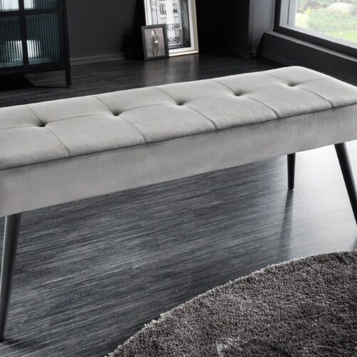 BOUTIQUE szürke bársony ülőpad 100cm