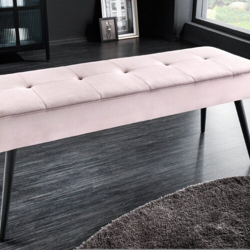 BOUTIQUE rózsaszín bársony ülőpad 100cm