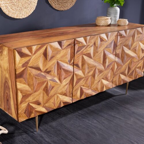 STONE FINISH barna fa komód 150cm