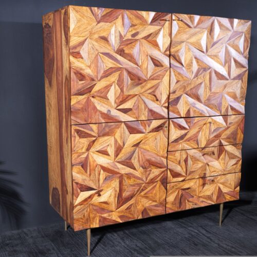 STONE FINISH barna fa tálalószekrény 140cm