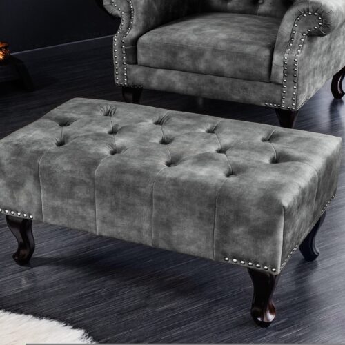 CHESTERFIELD szürke lábzsámoly