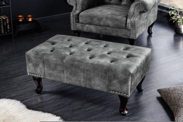 CHESTERFIELD szürke lábzsámoly