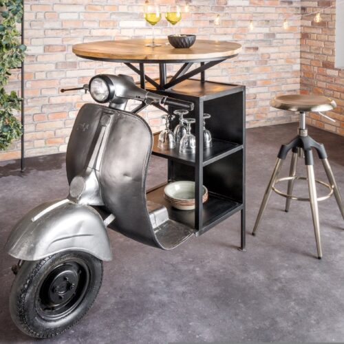 SCOOTER ezüst-mangófa bárasztal 115cm