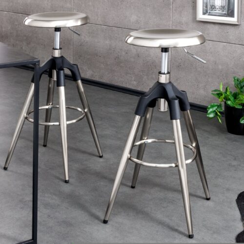 INDUSTRIAL ezüst fém bárszék 80cm