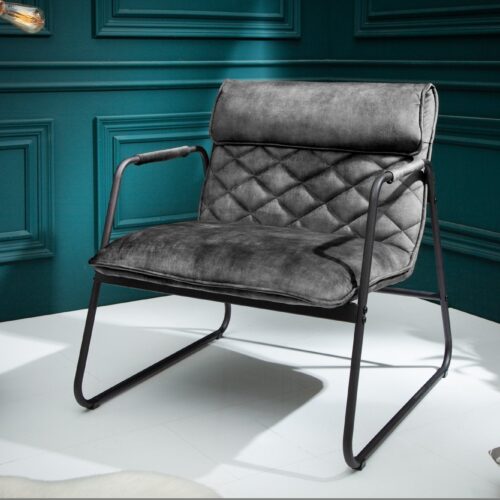 MUSTANG LOUNGER szürke bársony fotel