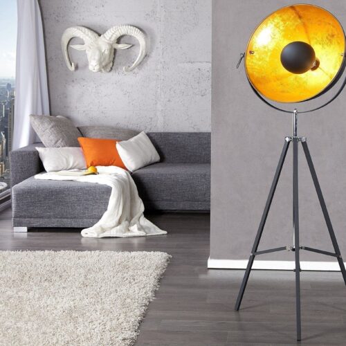BIG STUDIO fekete és arany állólámpa 160cm