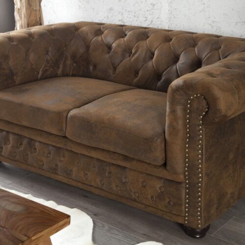 CHESTERFIELD 2 személyes antik barna kanapé