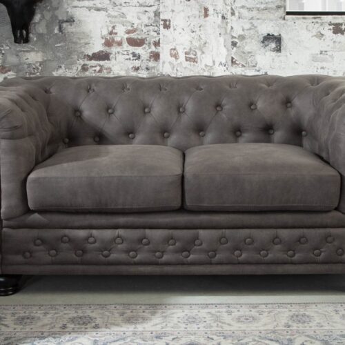 CHESTERFIELD 2 személyes szürke vintage kanapé