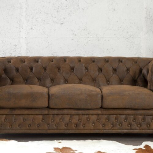 CHESTERFIELD 3 személyes antik barna kanapé