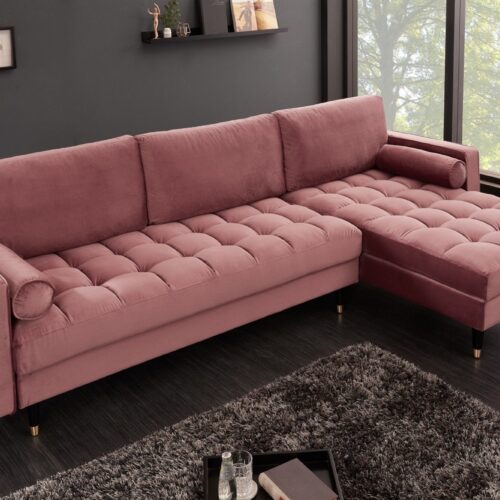 COZY VELVET rózsaszín bársony sarokkanapé