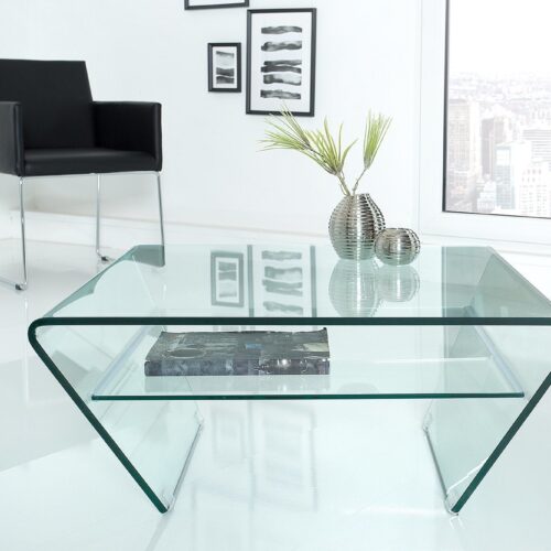 GHOST trapéz alakú üveg dohányzóasztal 70cm