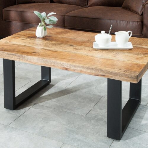 IRON CRAFT natúr mangófa dohányzóasztal 100cm