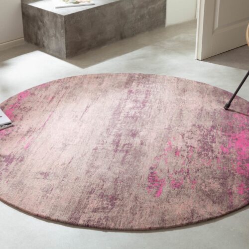 MODERN ART bézs és rózsaszín kerek szövet szőnyeg 150cm