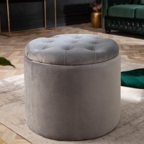 MODERN BAROCK ezüst bársony hokedli 50cm