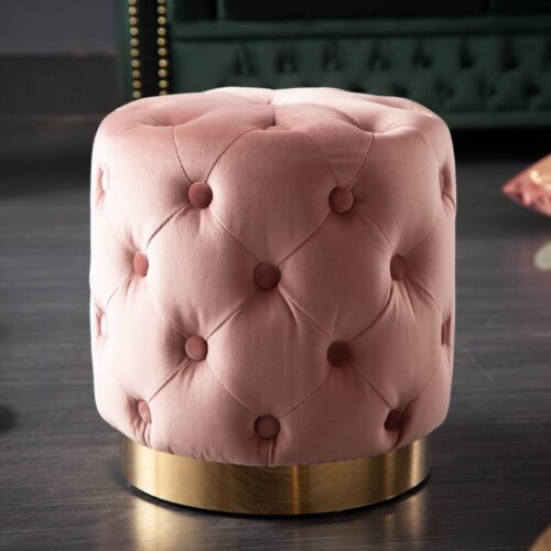MODERN BAROCK rózsaszín és arany puff 38cm