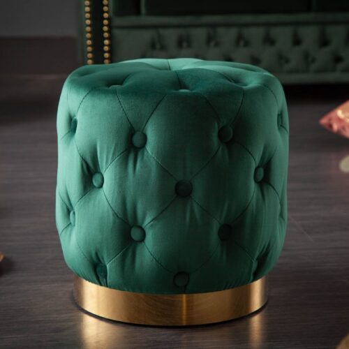 MODERN BAROCK sötétzöld és arany puff 38cm