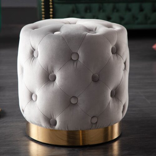 MODERN BAROCK szürke és arany bársony hokedli 35cm
