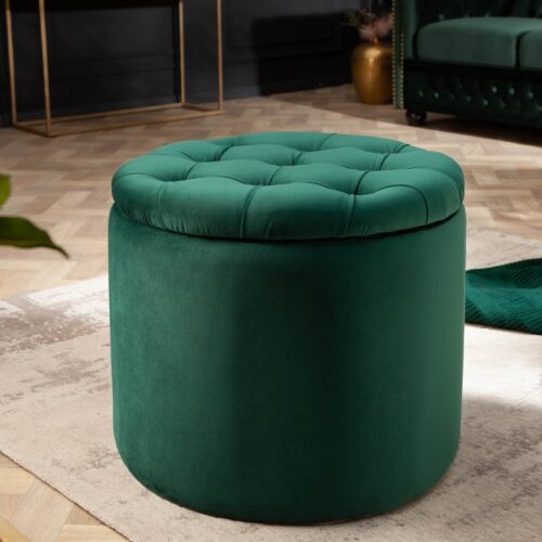 MODERN BAROCK zöld bársony hokedli 50cm